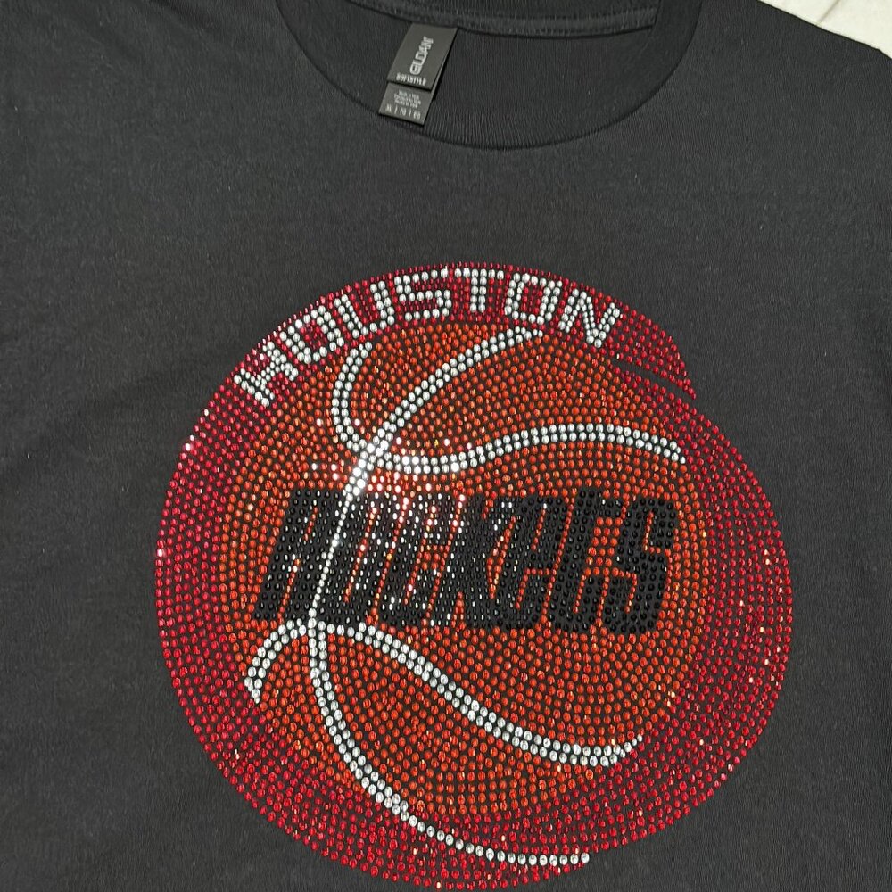 🏙️✨ Houston Basketball Sweatshirt – Sequin & Glitter Patch (Custom Made) ✨🏙️